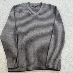 GIASONE Mens Striped V Neck 100 Percent Cashmere Sweater Size L